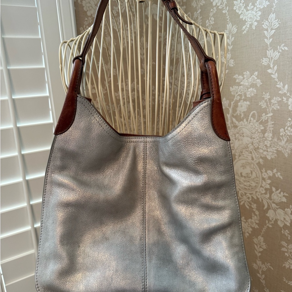 Polo Ralph Lauren luxury end Silver and Brown Leather Women's Bag with tassels
